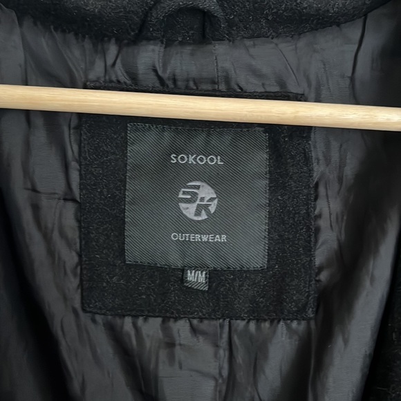 $20/2 Black Jacket Trench Coat Asymmetrical Opening unisex - Picture 7 of 12